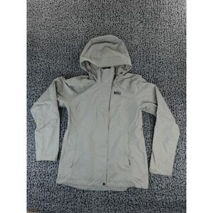 REI Co-Op  Rainier Rain Jacket Women's Small Gray Rip Stop Peak 2.5L Full Zip